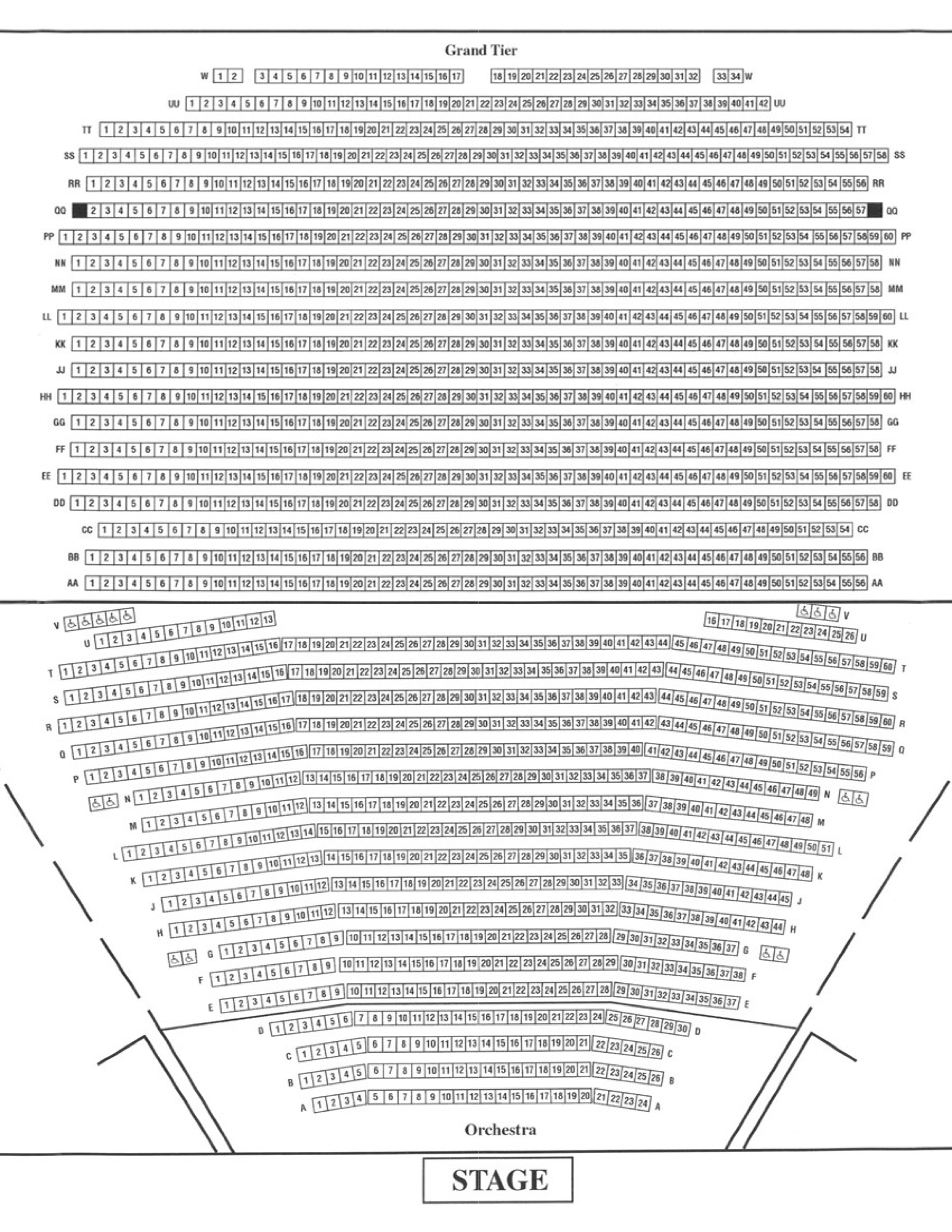 Harrison Opera House - Seating Chart